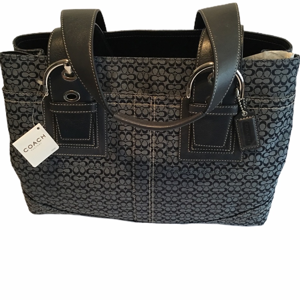 Coach Soho Signature Minsig Navy Business Tote